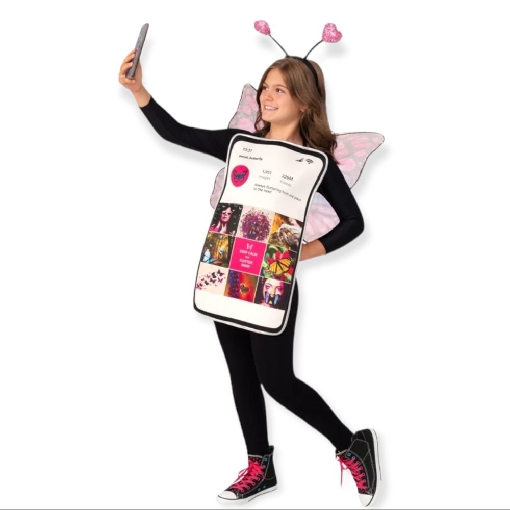 Social Media Butterfly Tunic Dress Child Halloween Costume l excellent condition